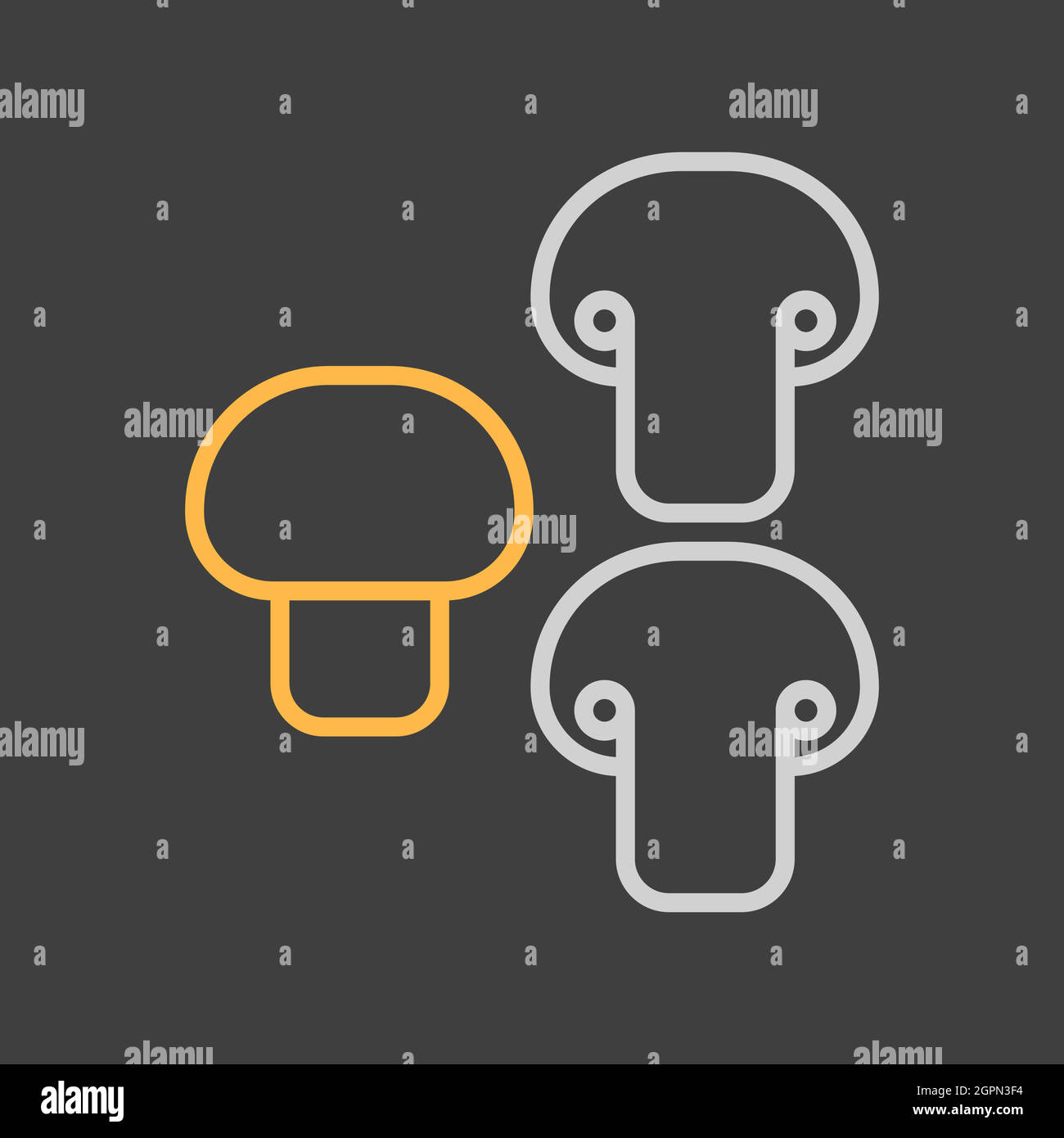Mushroom vector icon on dark background. Vegetable symbol Stock Vector