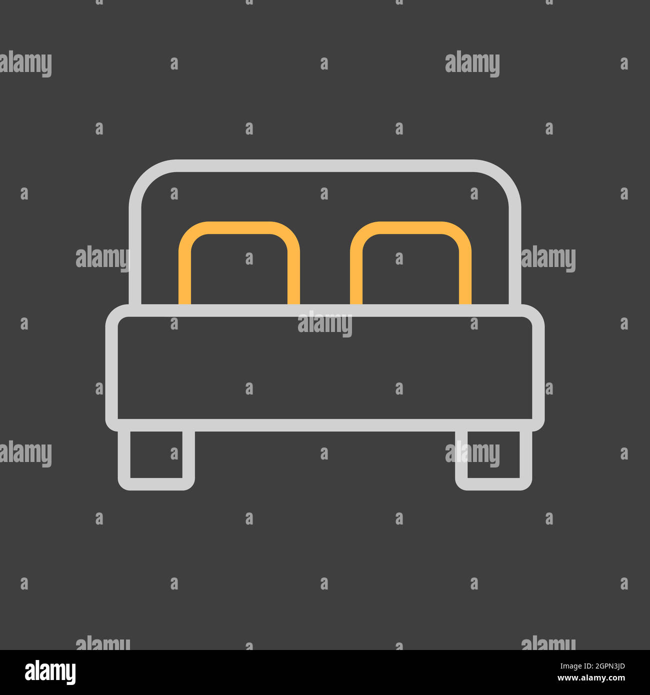 Double bed flat vector icon on dark background Stock Vector