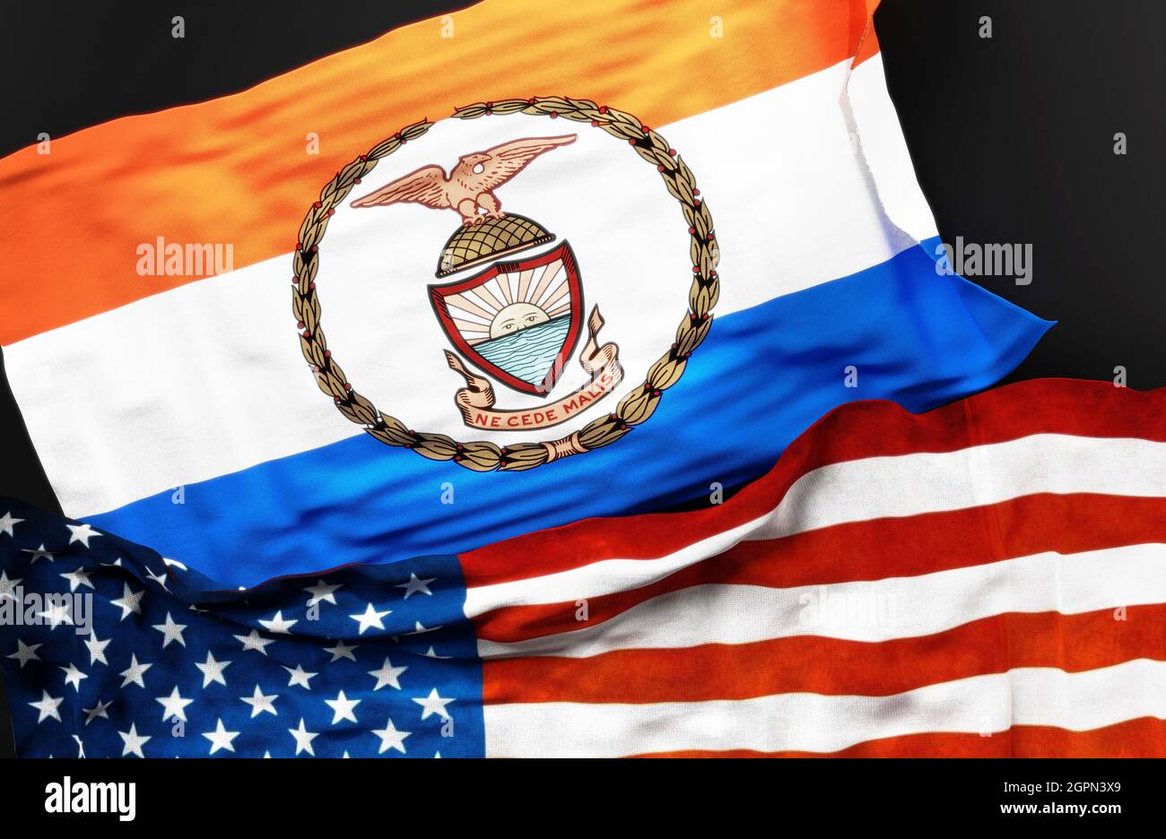 Flag of Borough of the Bronx along with a flag of the United States of