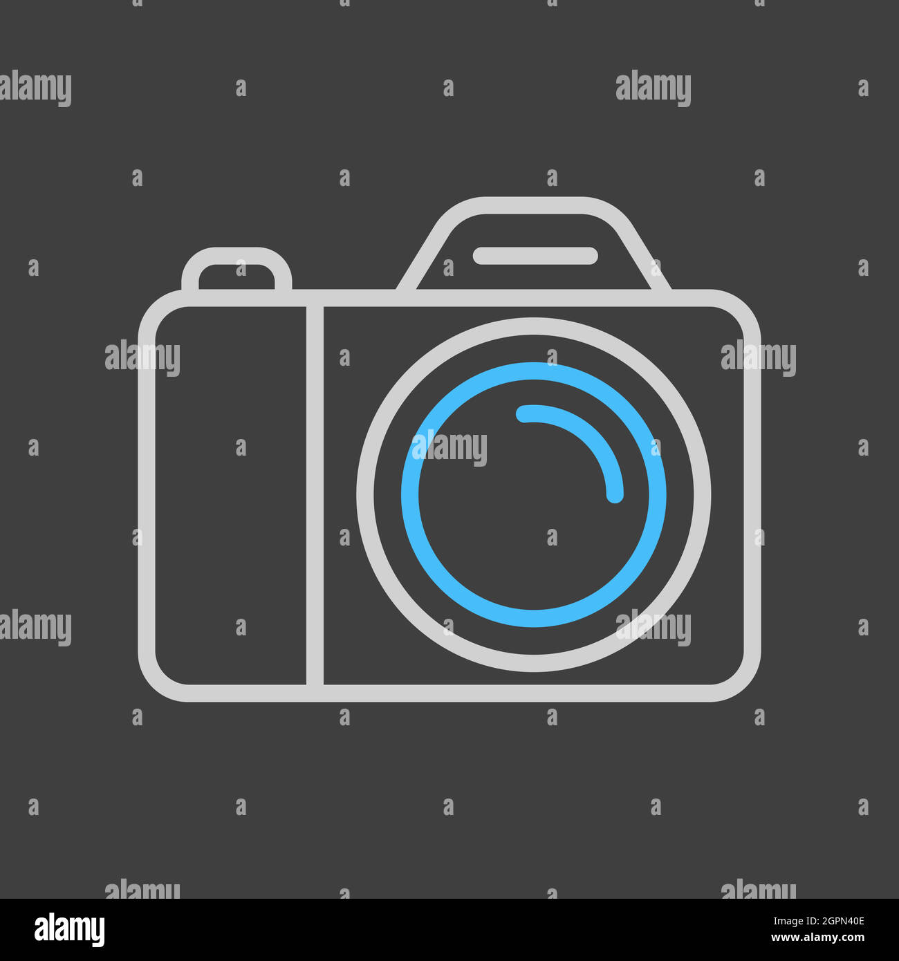 Camera vector icon on dark background. Camping sign Stock Vector