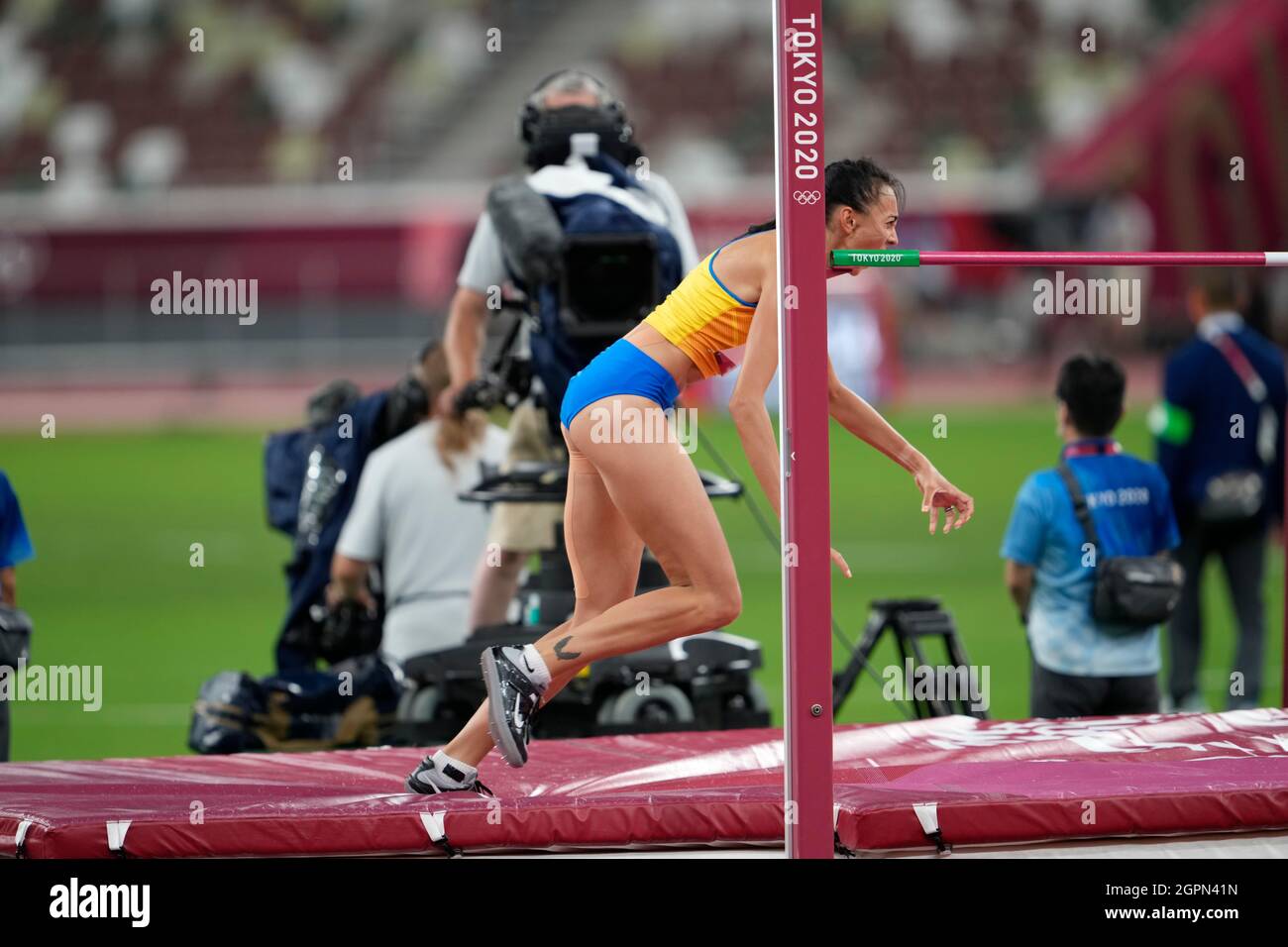 Iryna Gerashchenko participating in the high jump at the Tokyo 2020 Olympic Games Stock Photo