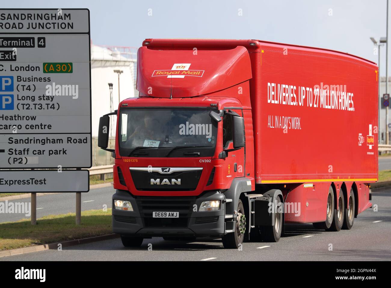 Royal Mail lorry near London Heathrow Airport, UK Stock Photo