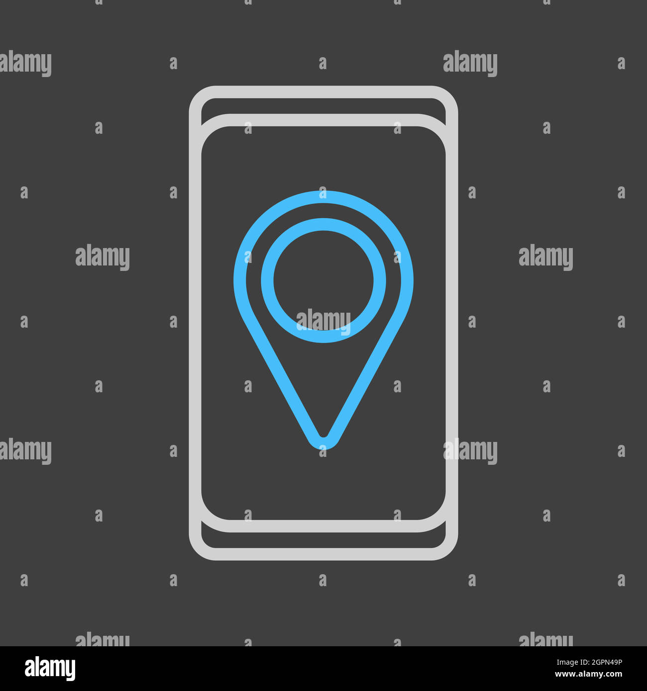 Smartphone with pin location style icon vector on dark background Stock Vector