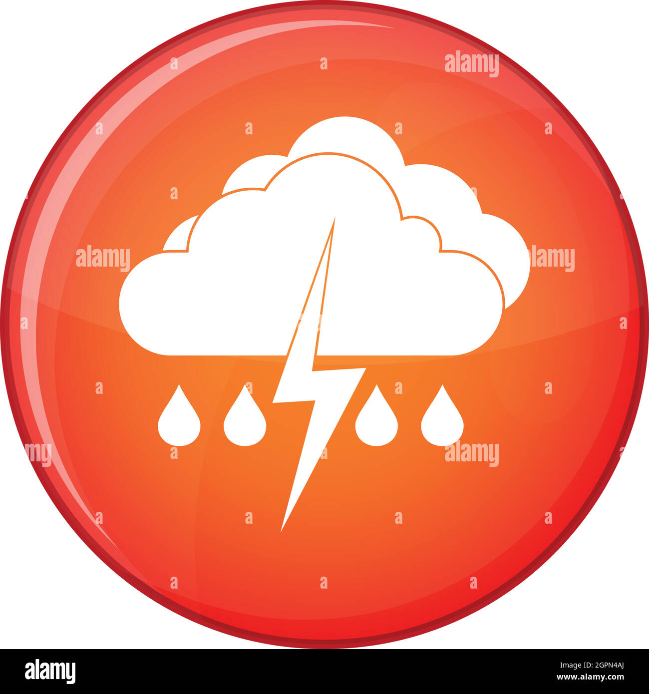 Cloud with lightning and rain icon, flat style Stock Vector Image & Art ...