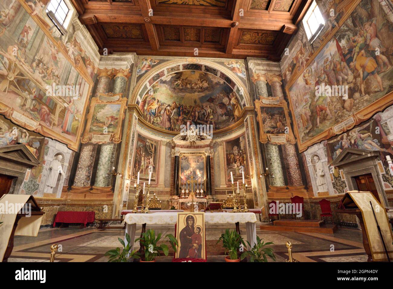 Italy, Rome, Basilica di San Vitale, altar and apse paintings Stock Photo