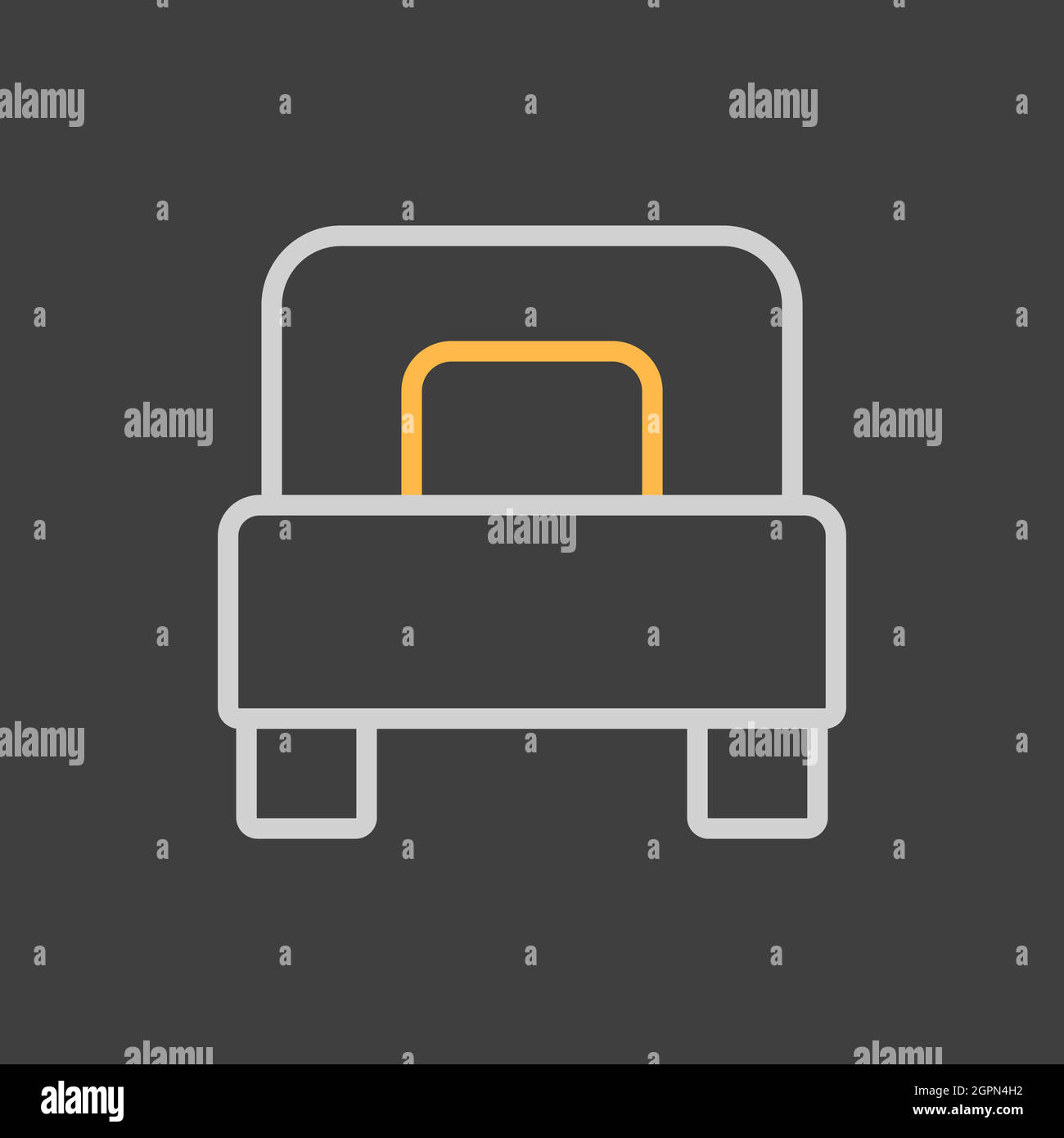 Single bed flat vector icon on dark background Stock Vector