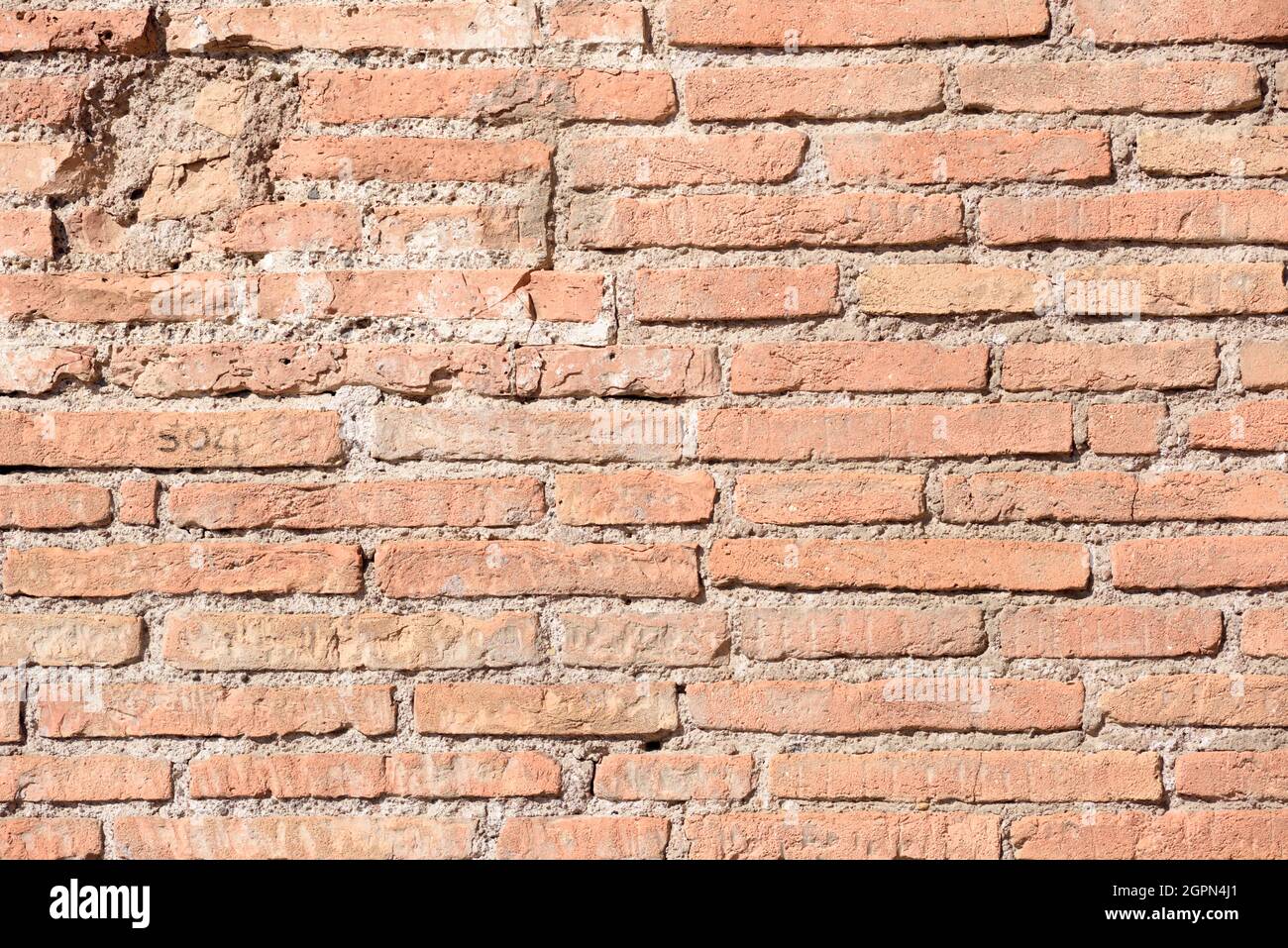 italy, rome, roman wall, red bricks close up Stock Photo