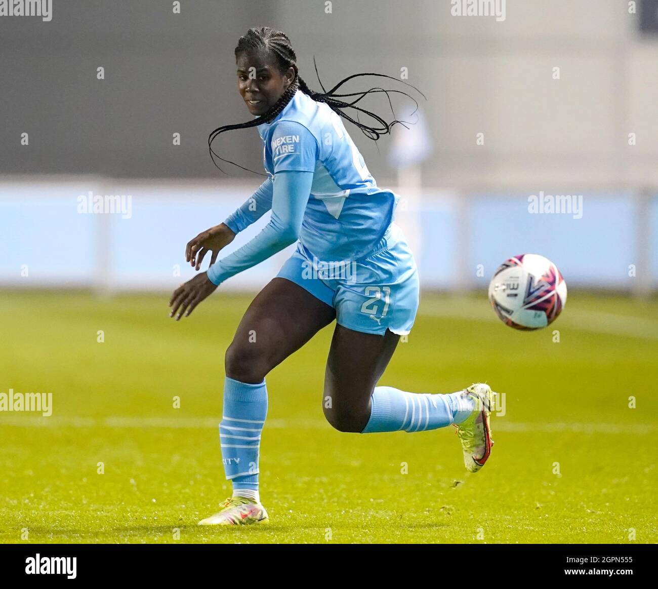 Manchester, England, 29th September 2021. Khadija Shaw of Manchester City during the The Women's FA Cup match at the Academy Stadium, Manchester. Picture credit should read: Andrew Yates / Sportimage Stock Photo