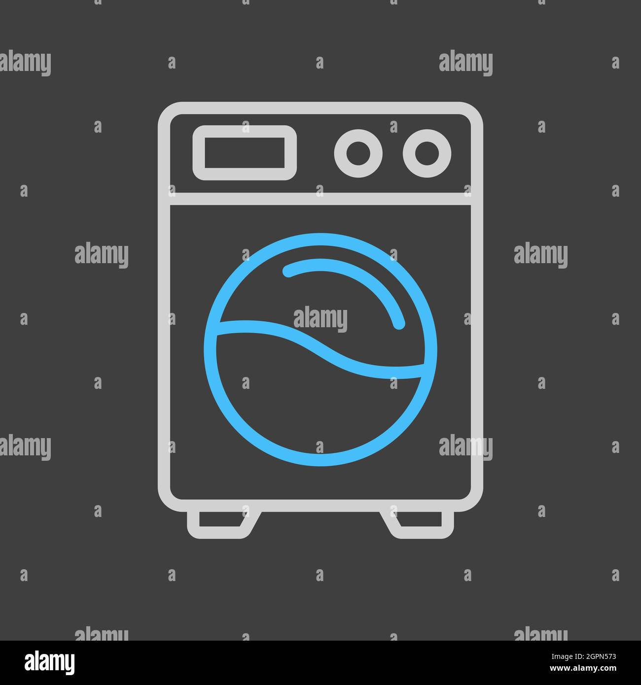 Washing machine flat vector icon on dark background Stock Vector