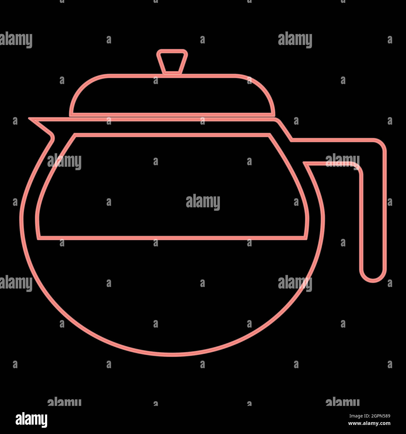 Neon teapot the red color vector illustration flat style image Stock Vector