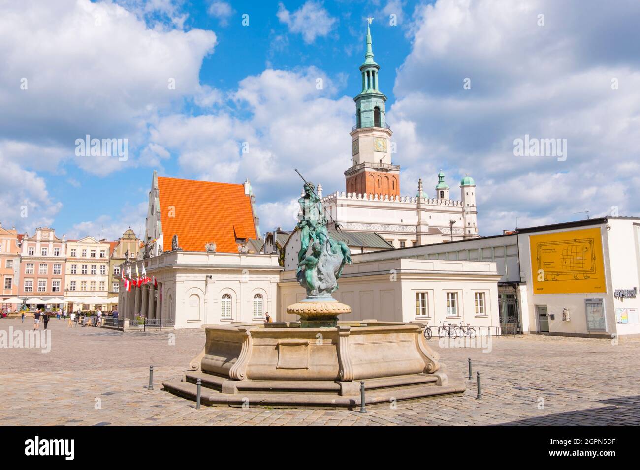Fontanna Neptuna, Neptune fountain, Stary Rynek, old town square, Poznan, Poland Stock Photo
