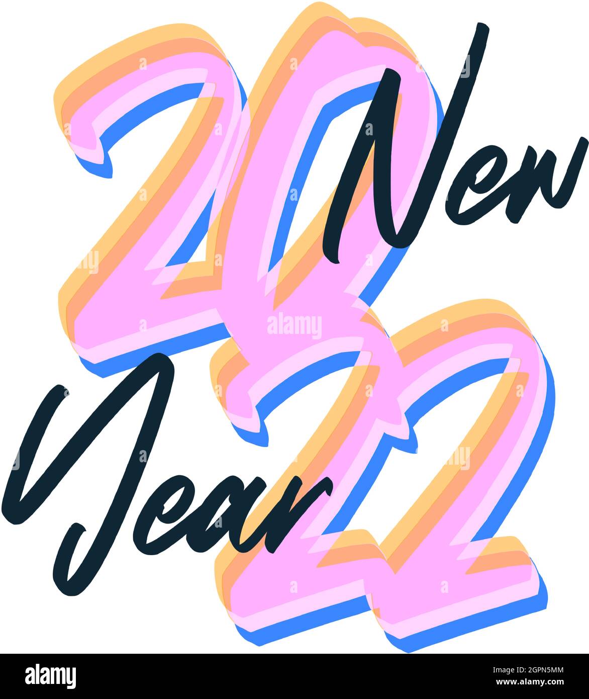 2022 New Year. Vector Calligraphic 2022 Text. Christmas And Happy New Year Concept Design With Calligraphy Brush Text On White Background. Hand Drawn Stock Vector Image & Art - Alamy