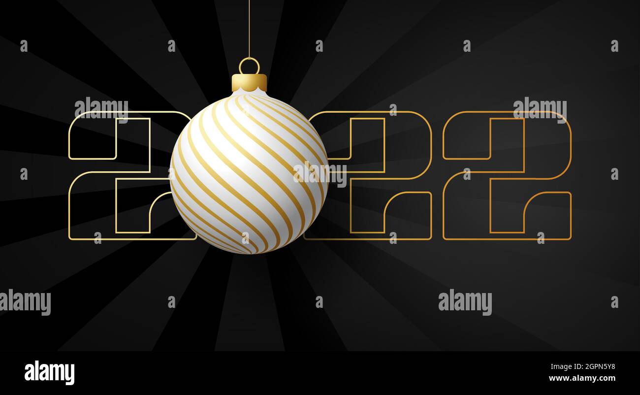 Royal Christmas 2022 2022 Happy New Year. Luxury Greeting Card With A White And Gold Christmas  Tree Ball On The Royal Black Background. Vector Illustration Stock Vector  Image & Art - Alamy