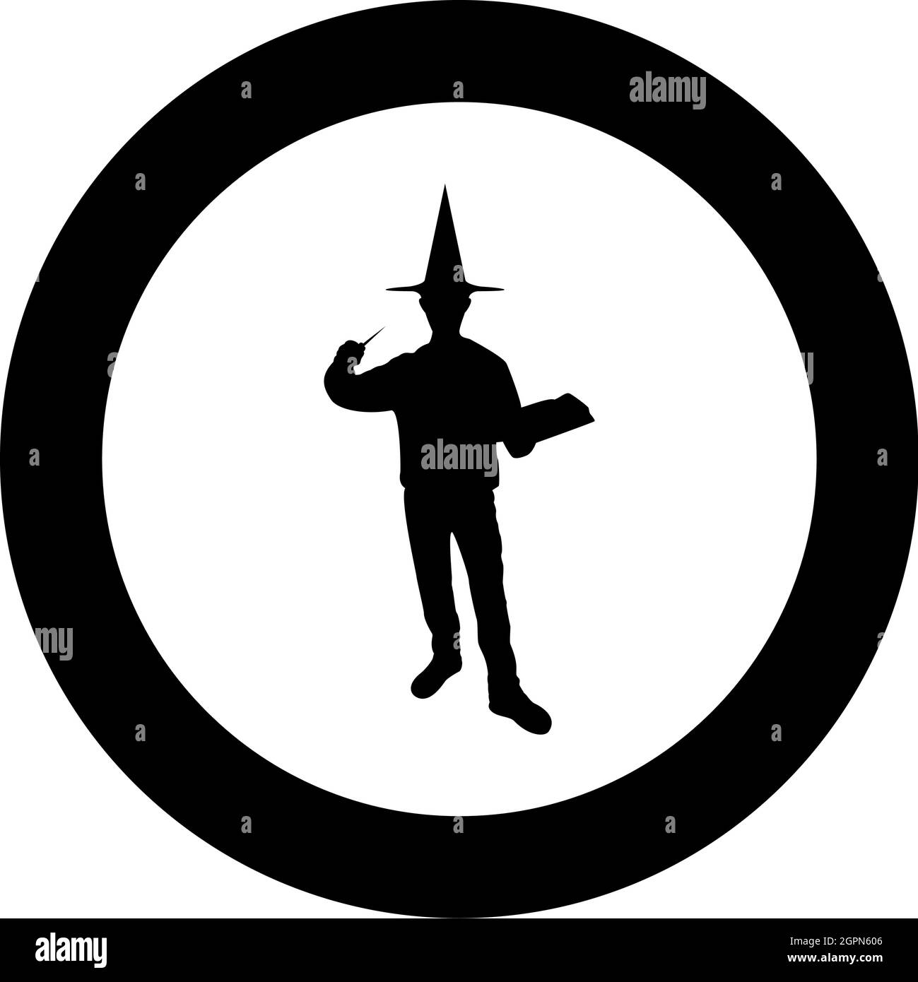 Wizard holds magic wand trick book Waving Sorcery concept Magician ...