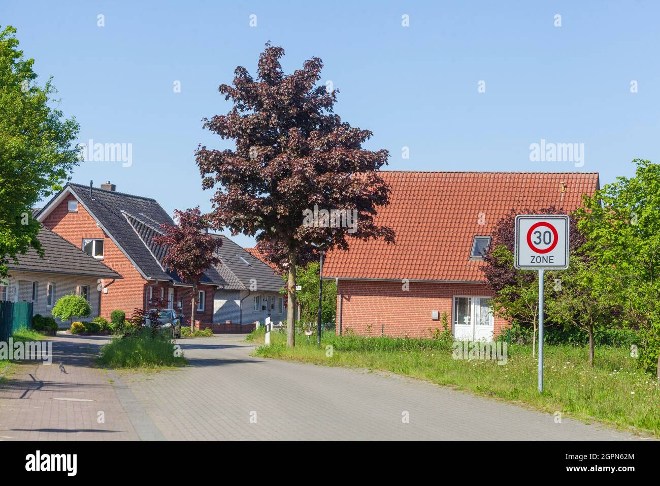 Single-family houses, residential buildings, Barnstorf, Lower Saxony, Germany, Europe Stock Photo