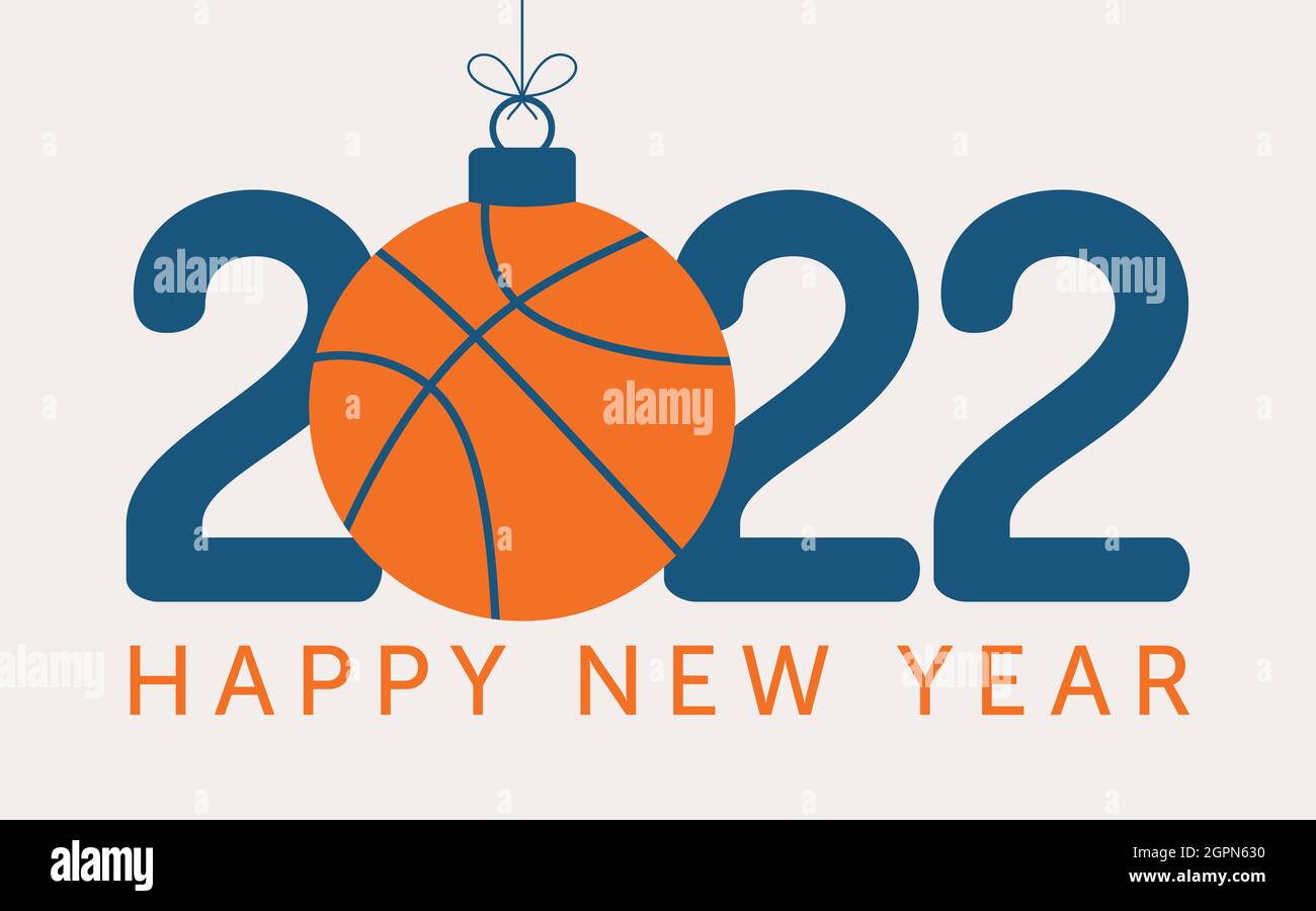 2022 Happy New Year basketball vector illustration. Flat style Sports 2022  greeting card with a basketball ball on the color background. Vector illust  Stock Vector Image & Art - Alamy