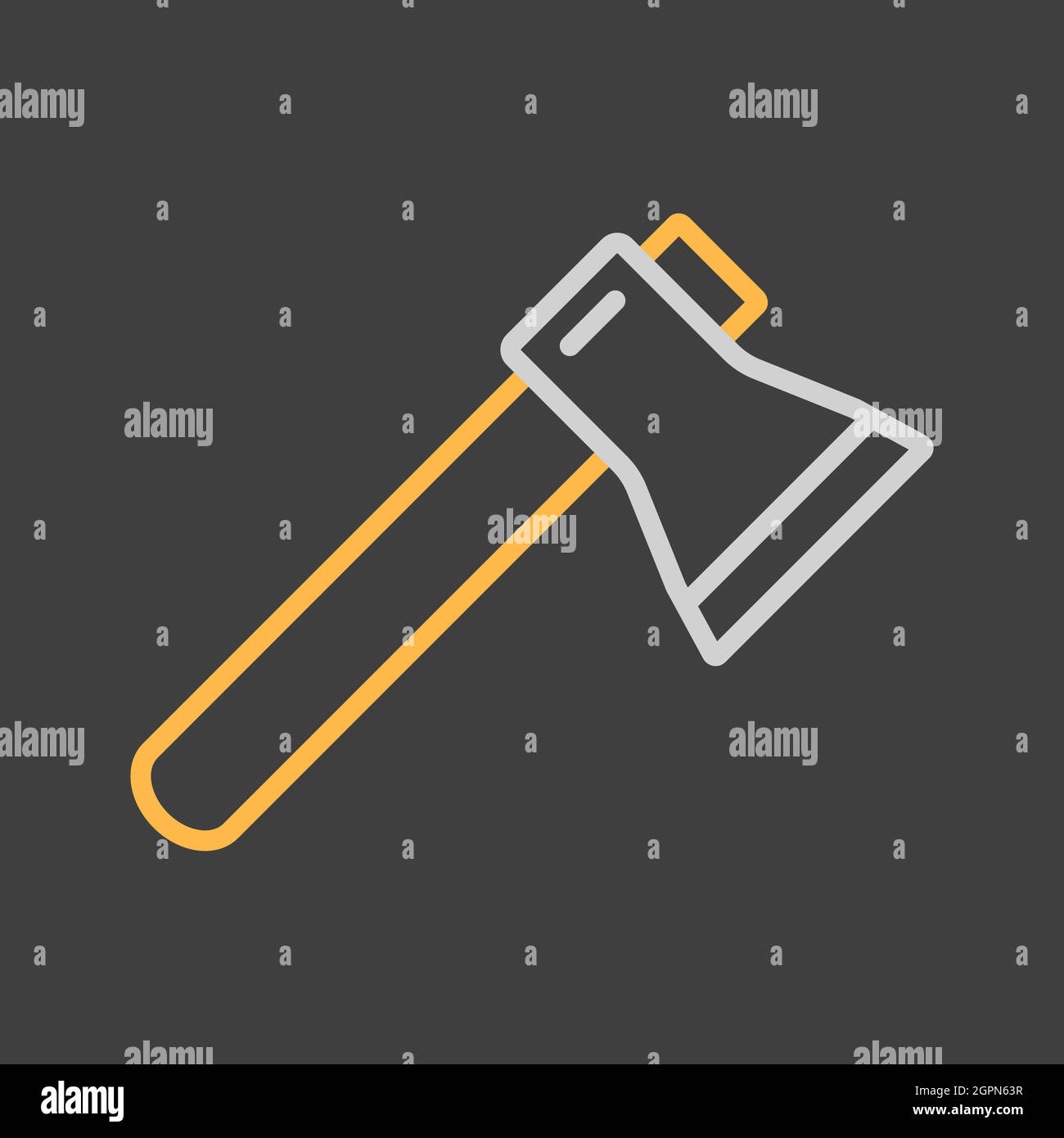 Axe or hatchet vector icon on dark background. Camping sign Stock Vector