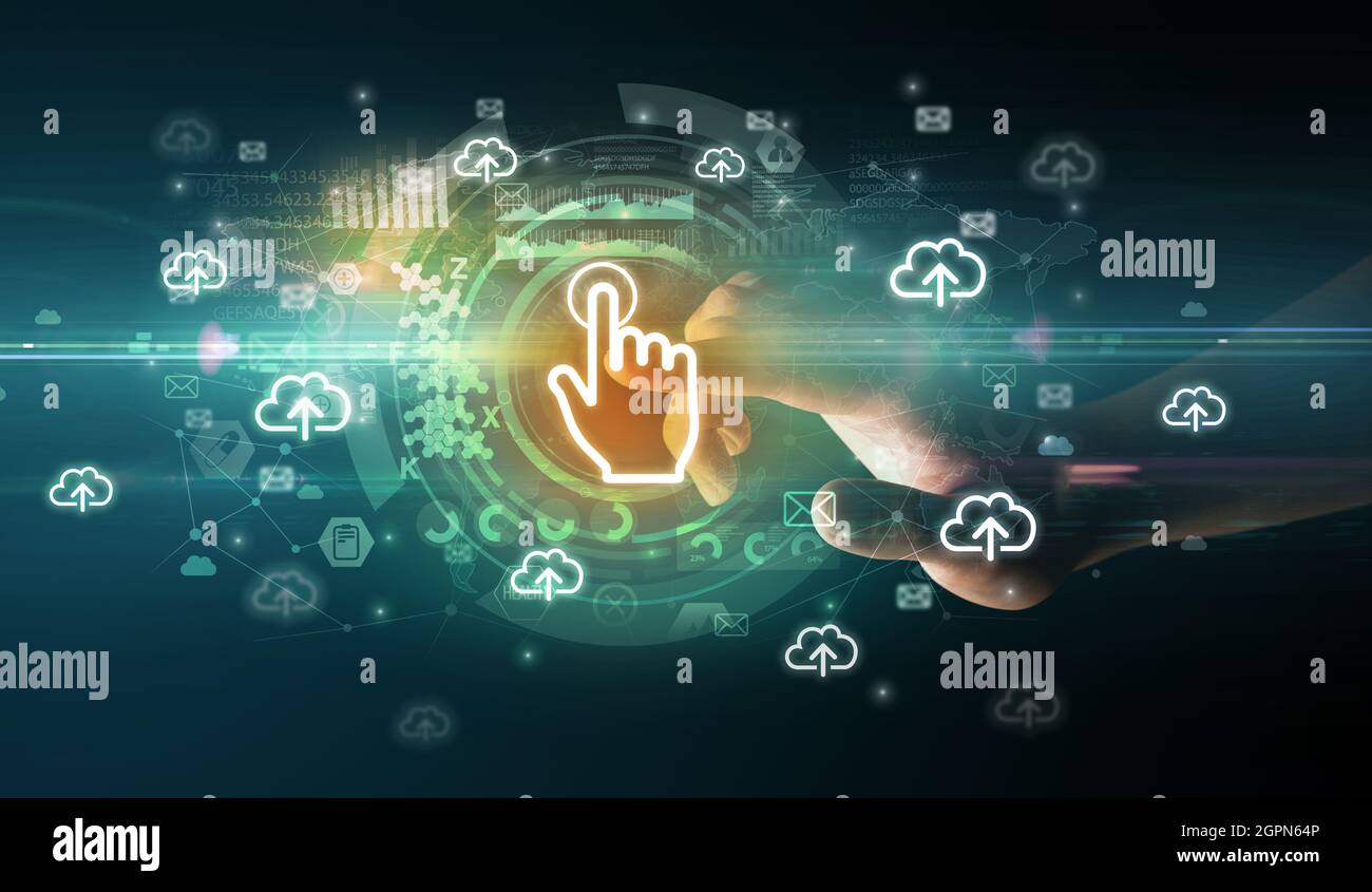 touching with soft gesture multimedia screen with future technology concept Stock Photo Alamy