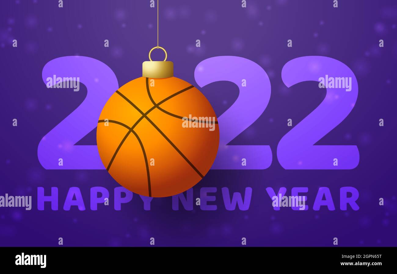2022 Happy New Year. Sports greeting card with a basketball ball on the  luxury background with snowflake. Vector illustration Stock Vector Image &  Art - Alamy