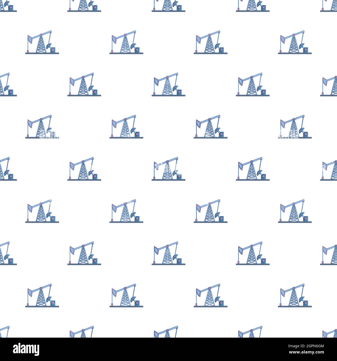 Oil rig pattern, cartoon style Stock Vector