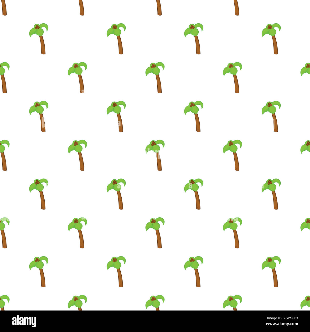 Palm tree with coconuts pattern, cartoon style Stock Vector