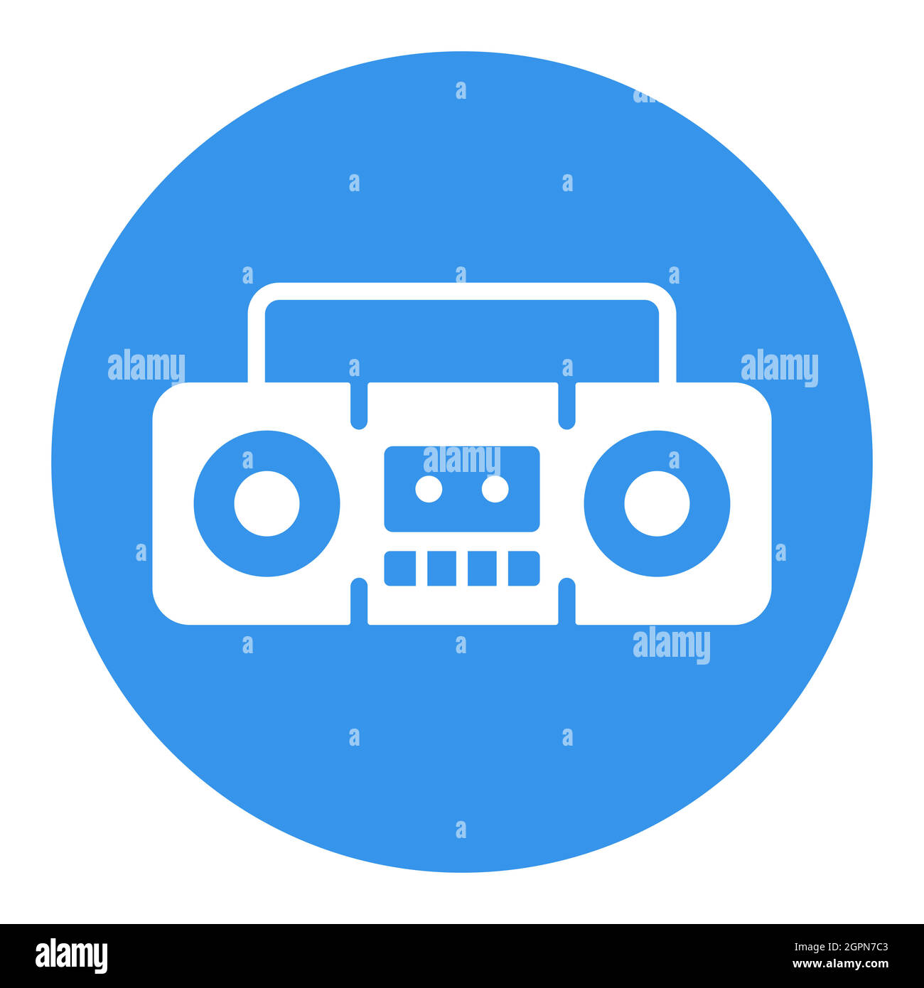 Boombox cassette stereo recorder vector white glyph icon Stock Vector