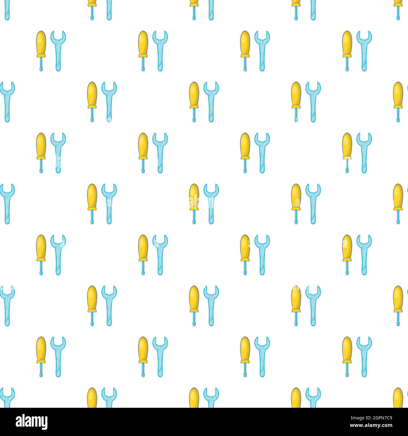 Wrench and screwdriver pattern, cartoon style Stock Vector