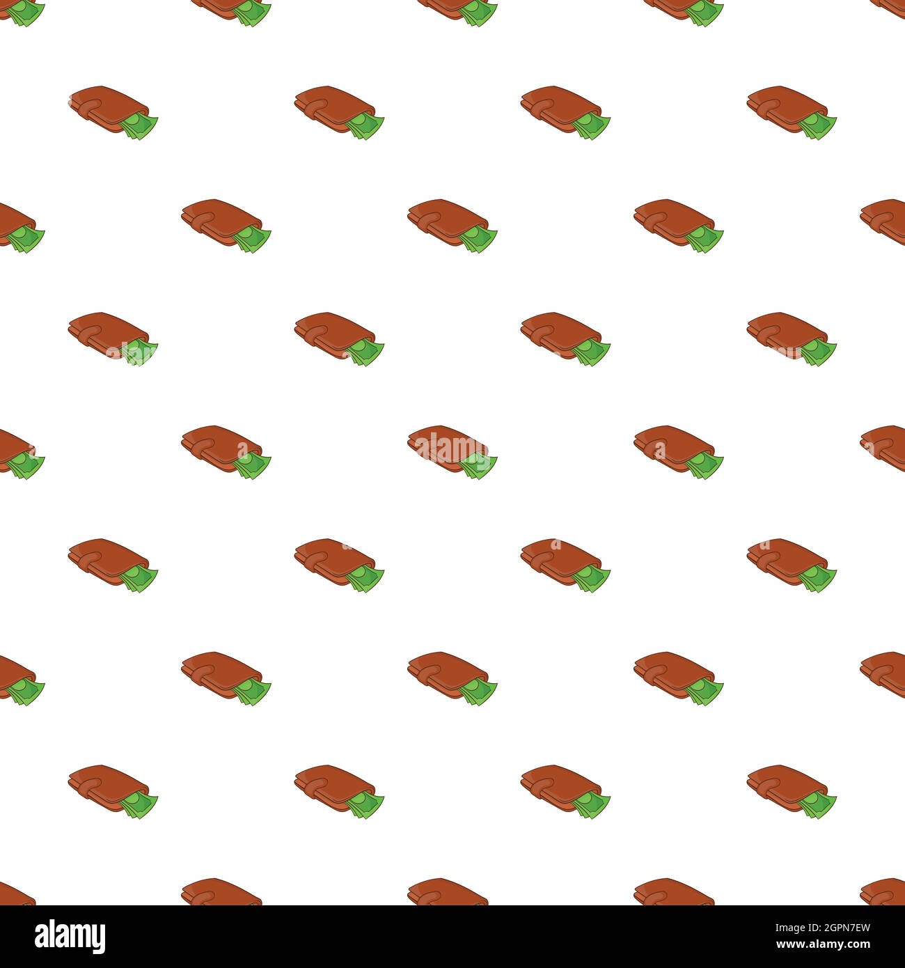 Brown wallet with money inside pattern Stock Vector