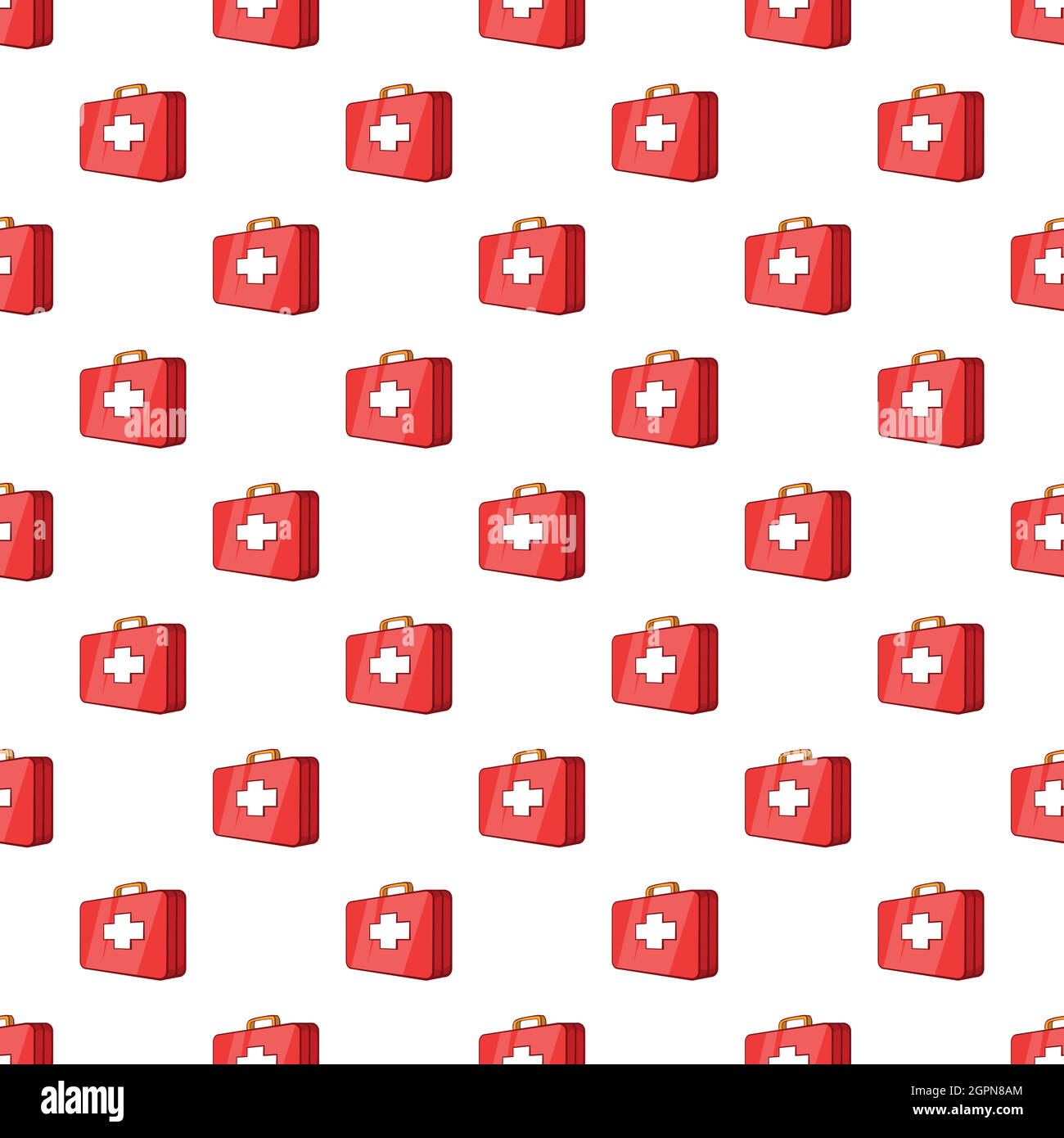 First aid kit pattern, cartoon style Stock Vector