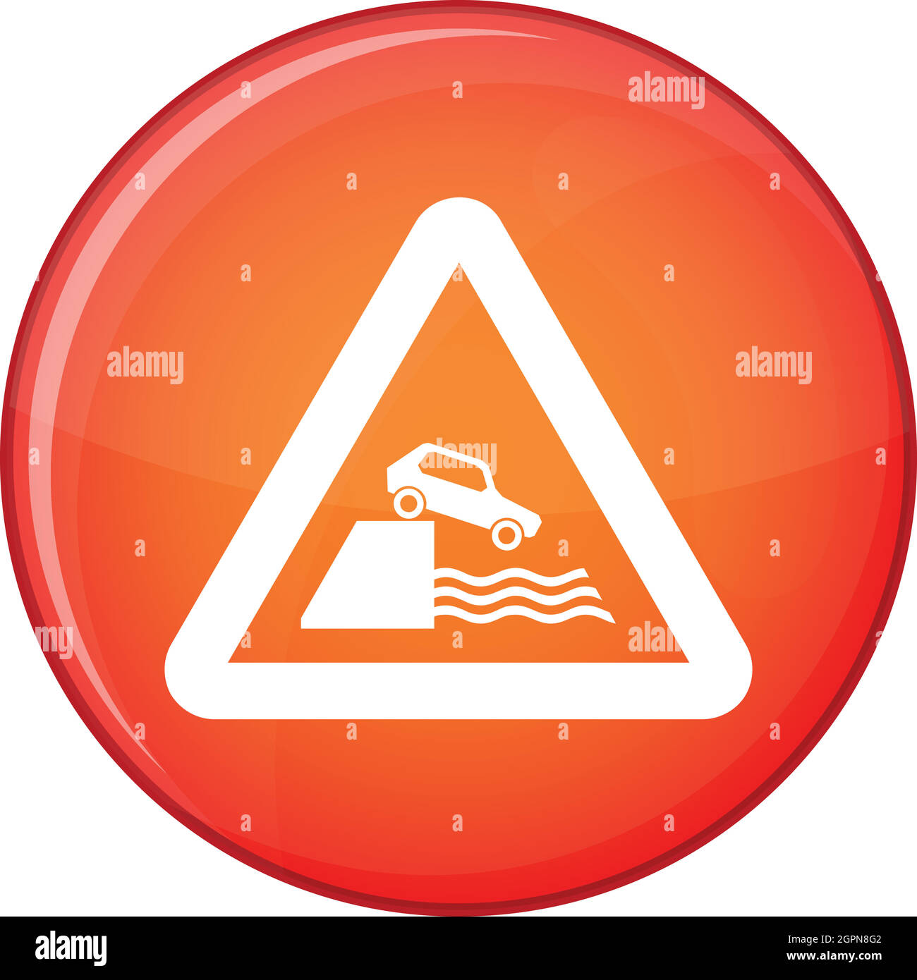 Riverbank traffic sign icon, flat style Stock Vector