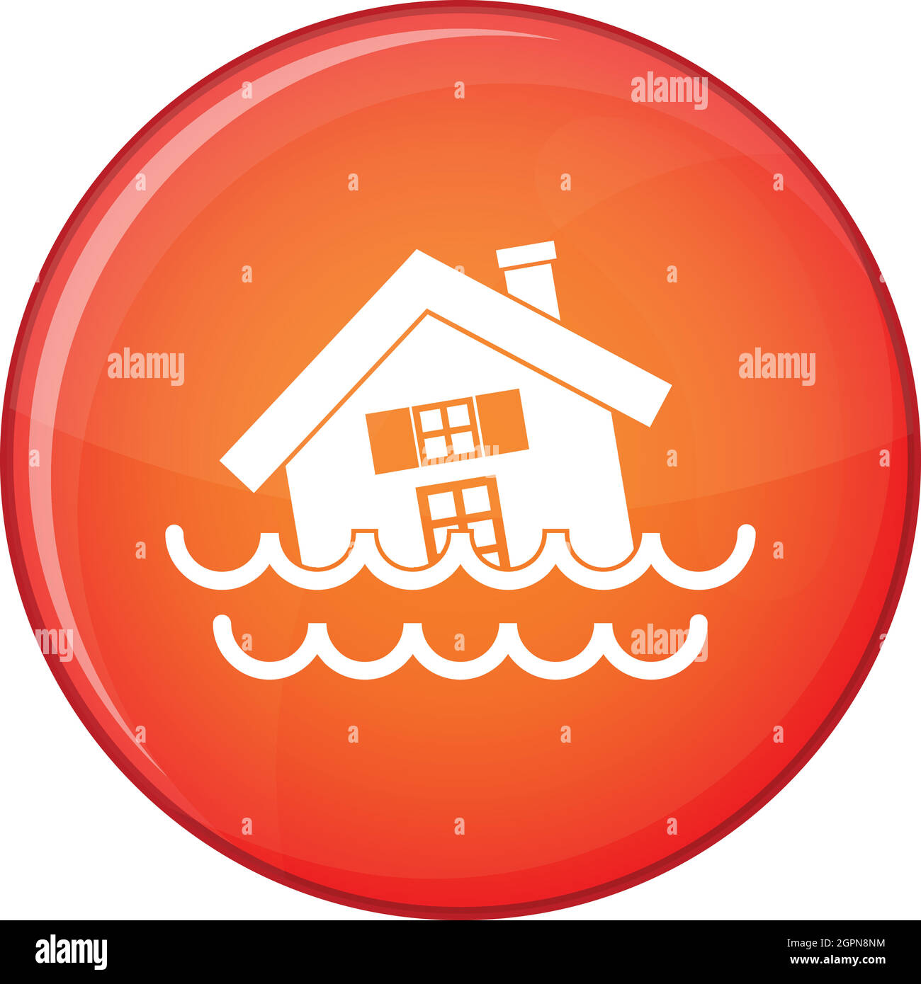 House sinking in a water icon, flat style Stock Vector