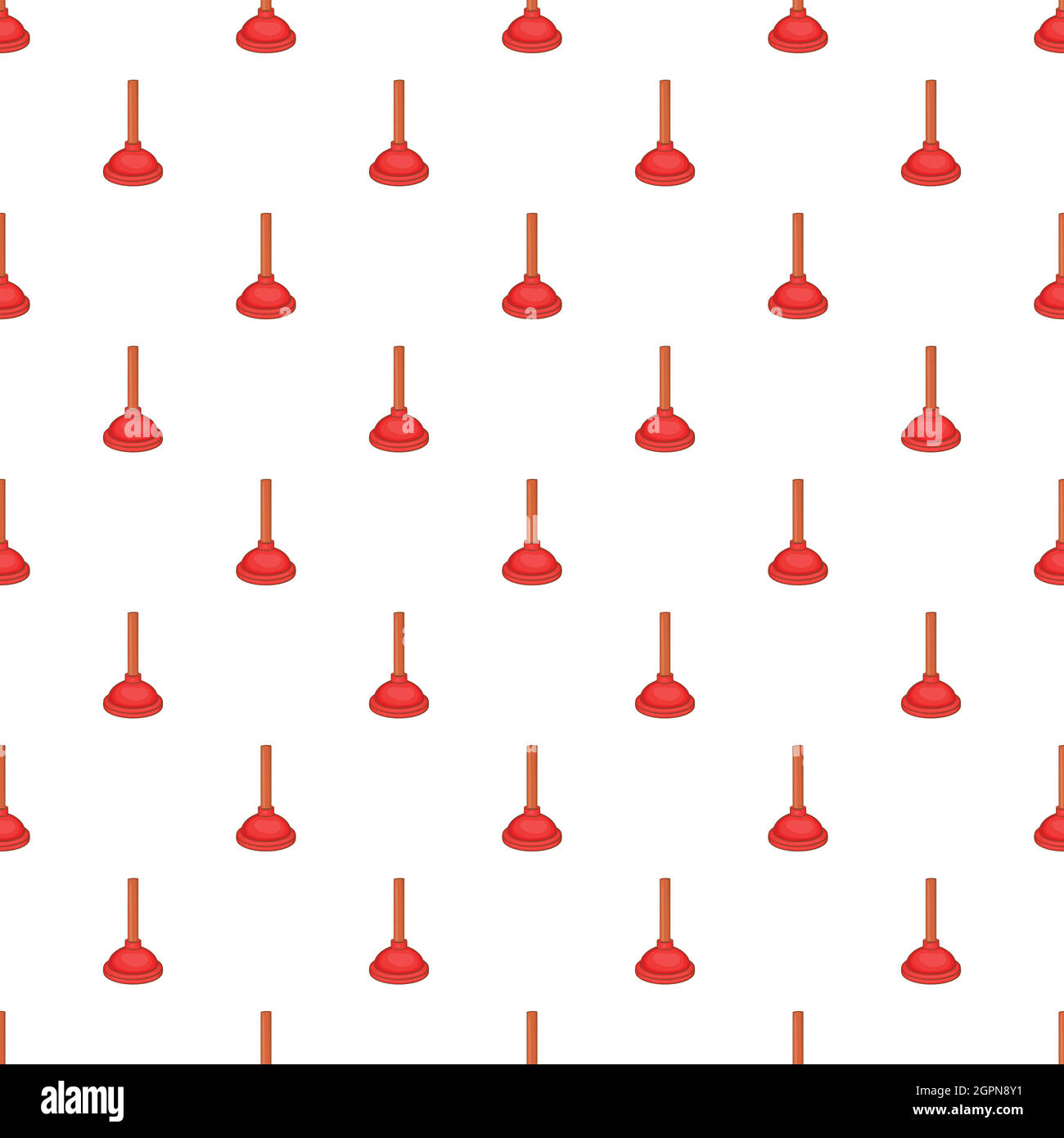 Red cup plunger pattern, cartoon style Stock Vector