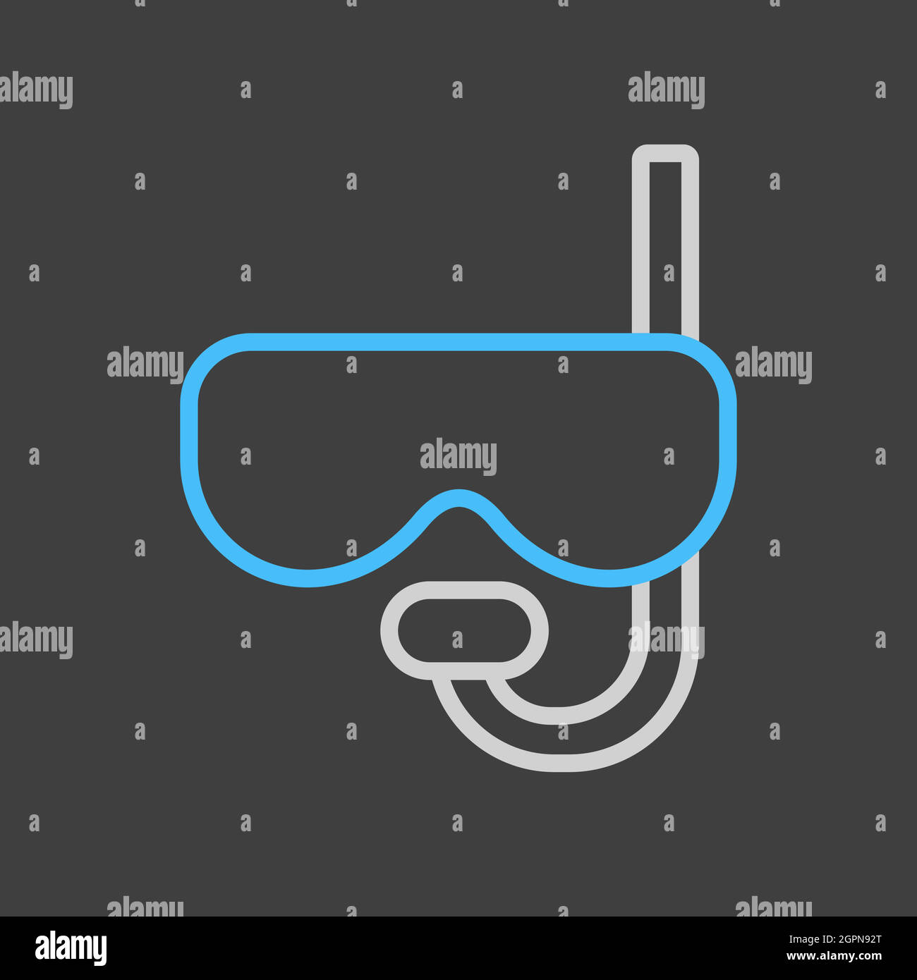 Diving mask with snorkel vector icon on dark background Stock Vector