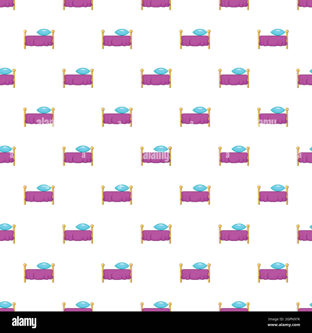 Hotel bed pattern, cartoon style Stock Vector