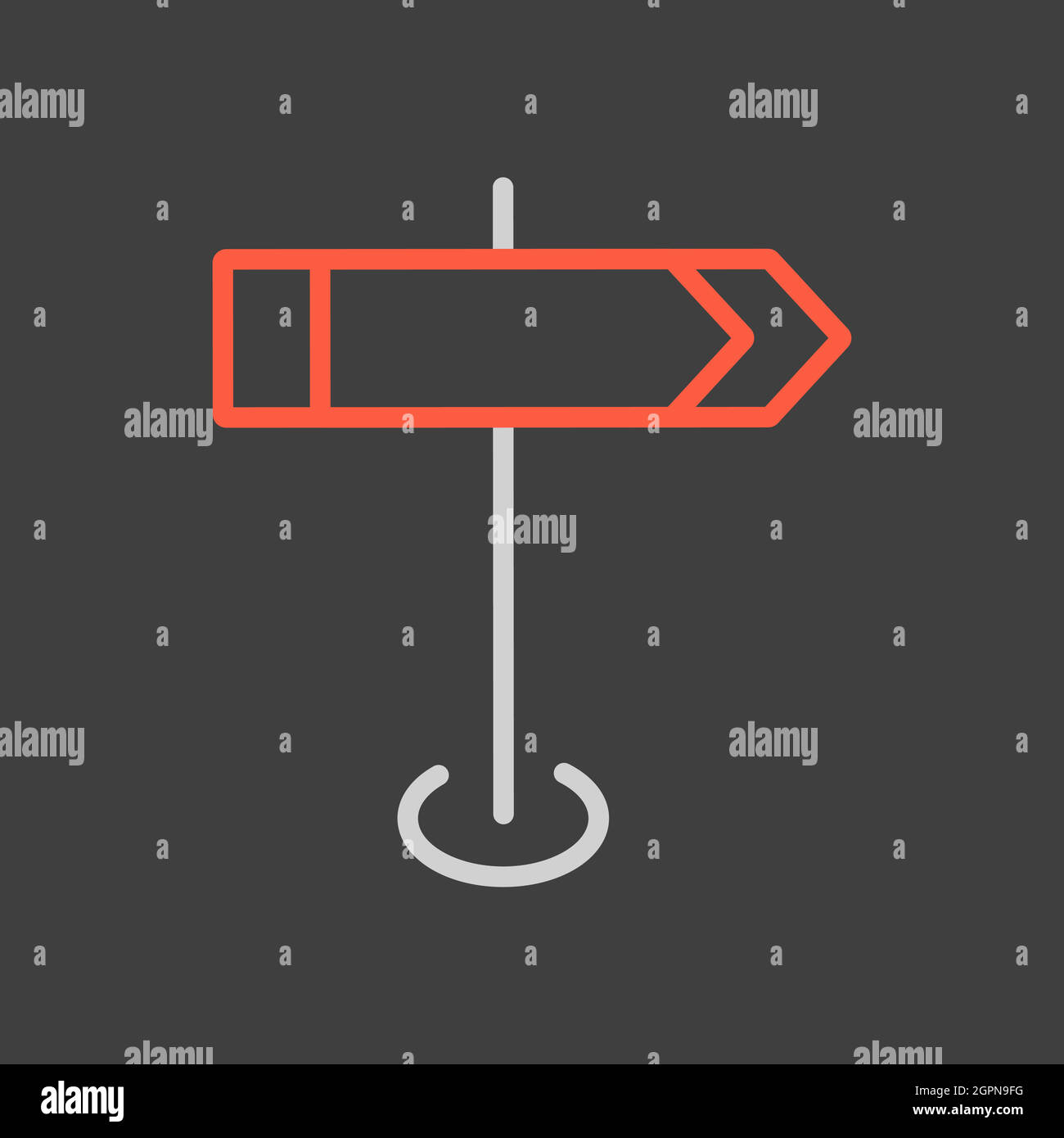 Signpost vector icon on dark background. Navigation sign Stock Vector