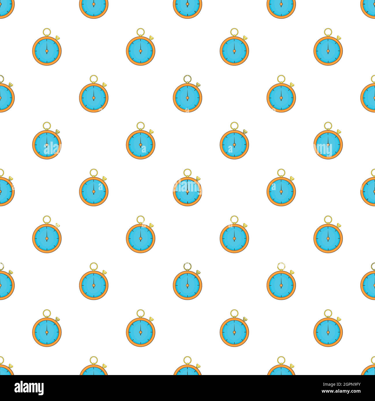Stopwatch pattern, cartoon style Stock Vector