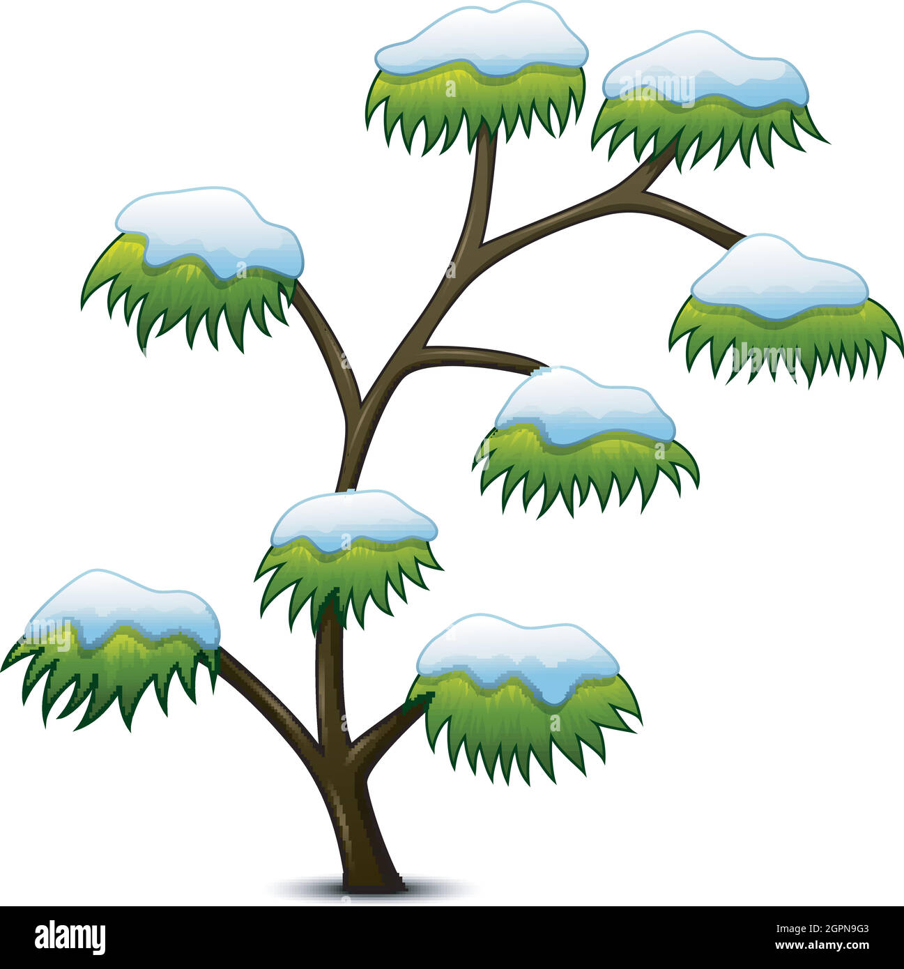 Tree covered snow isolated on white background Stock Vector