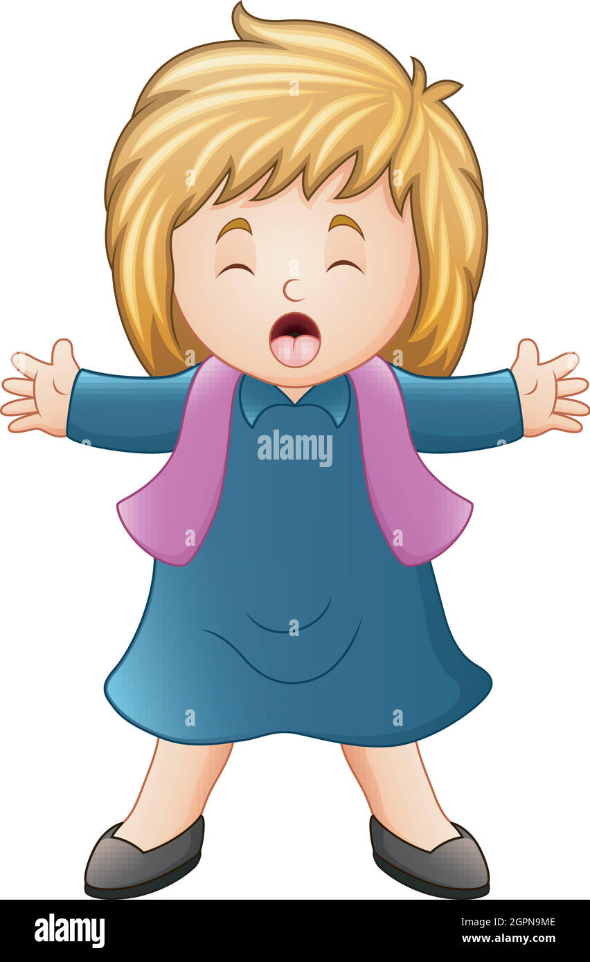Happy girl in blue winter clothes Stock Vector Image & Art - Alamy