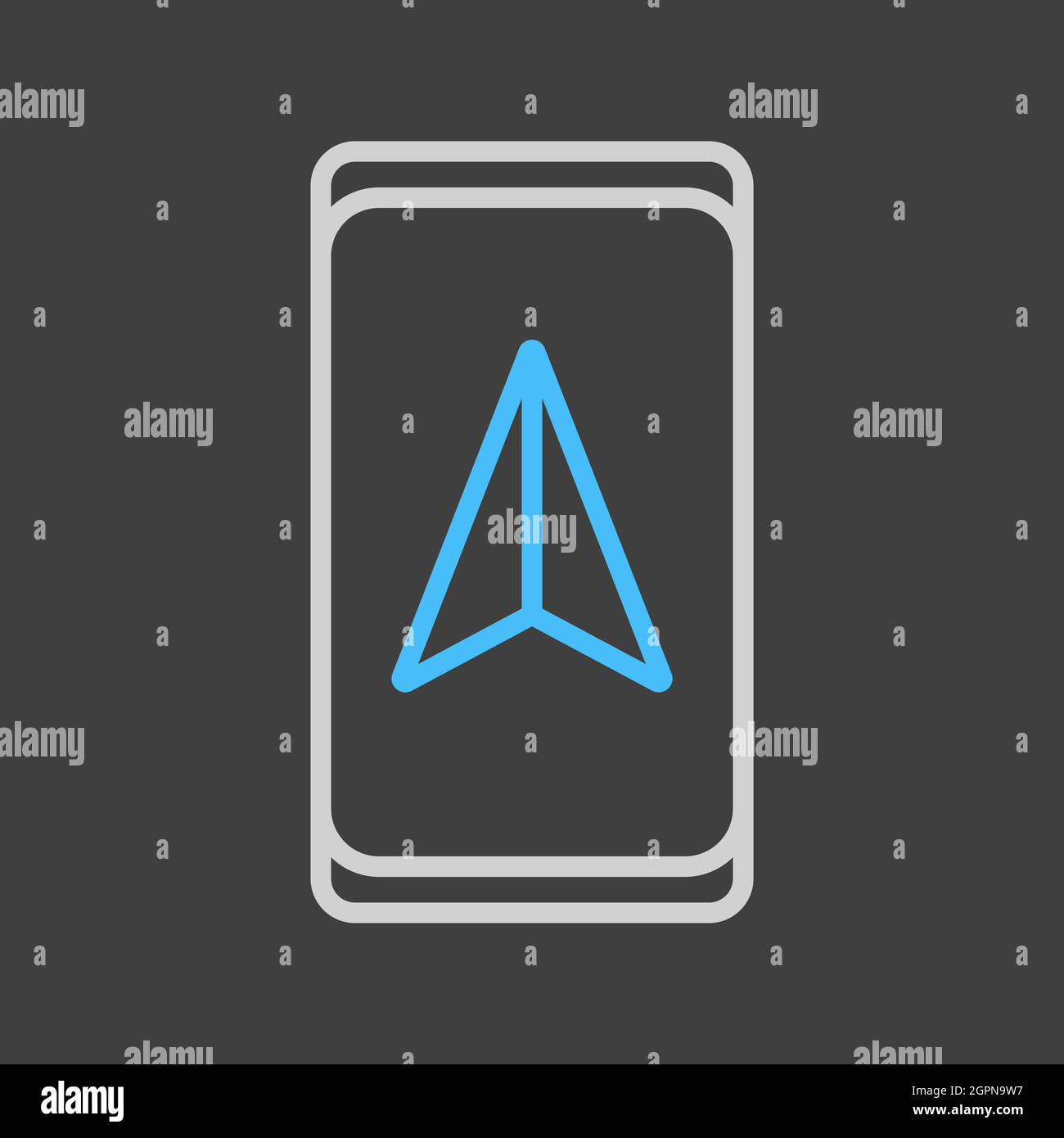 Smartphone with navigator vector icon on dark background Stock Vector