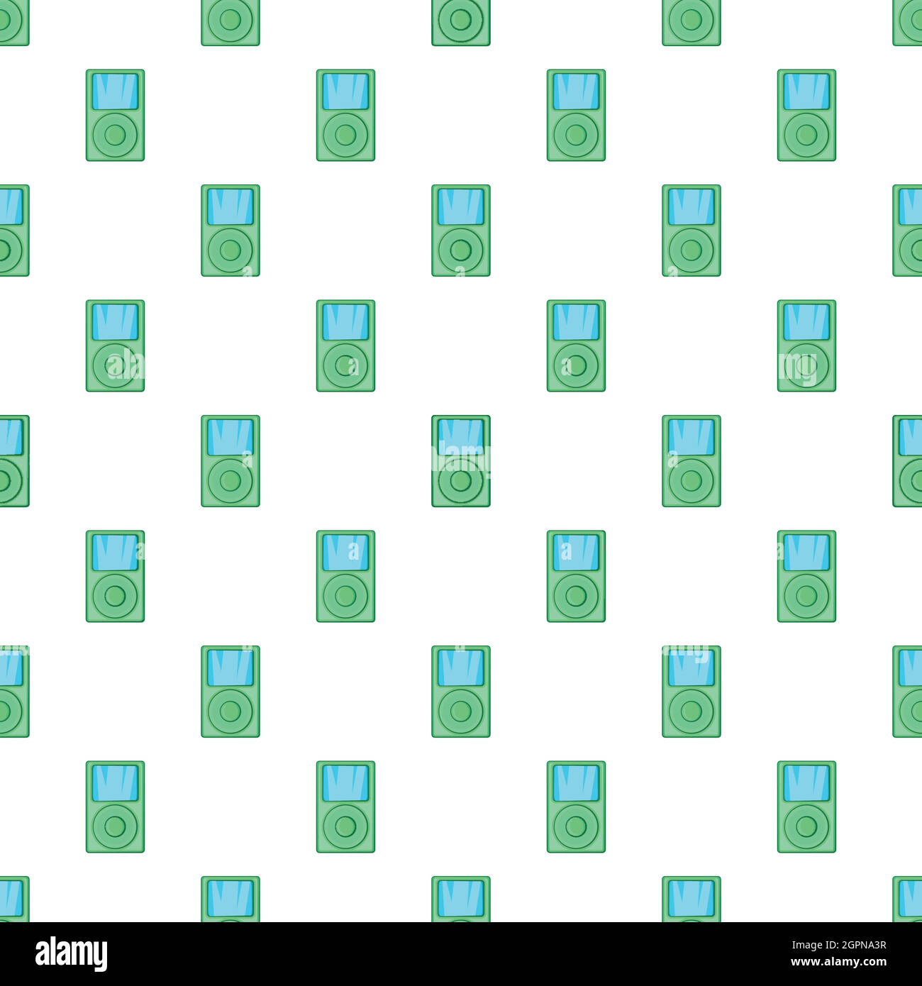 Music player pattern, cartoon style Stock Vector
