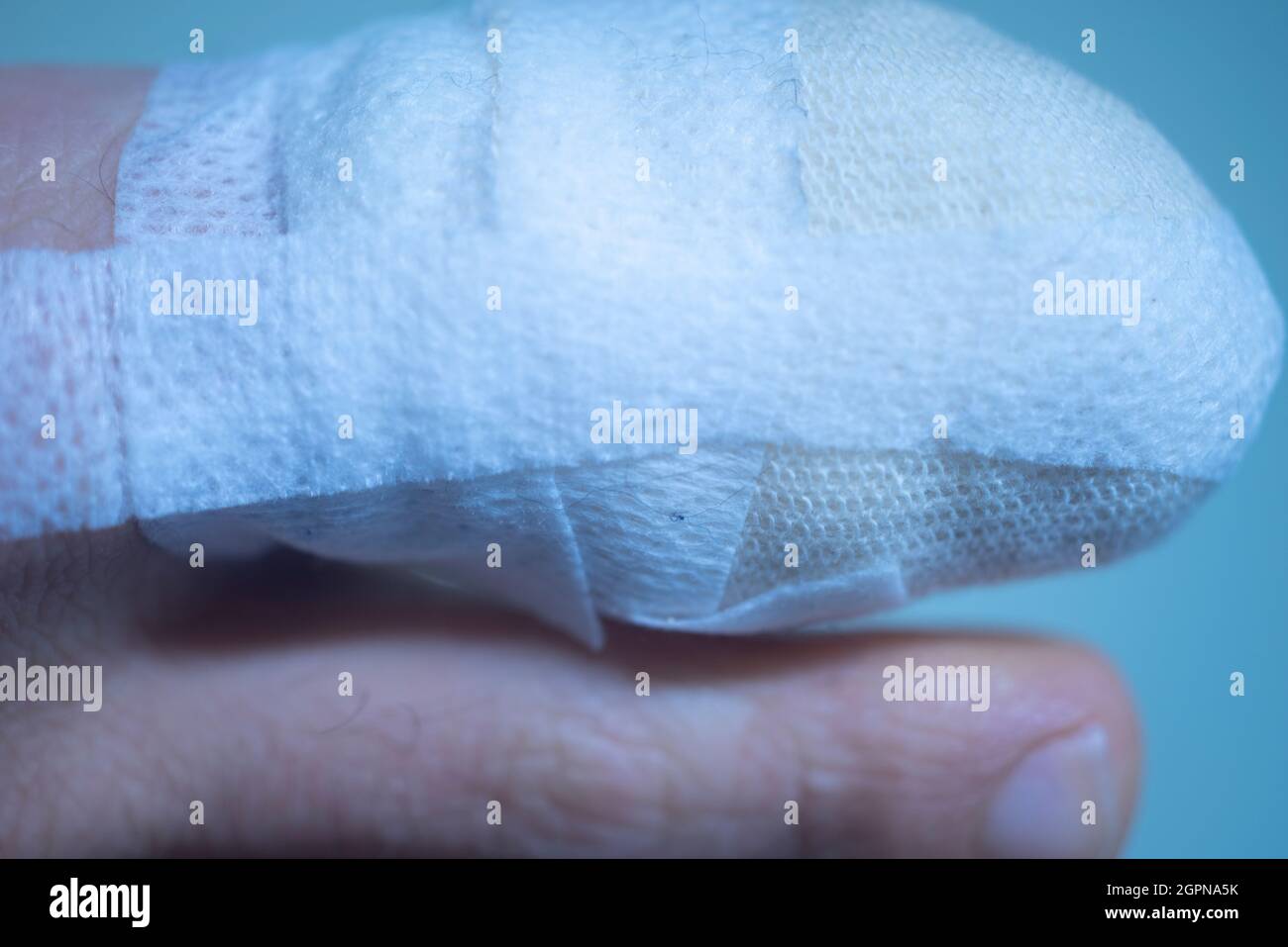 Foot big toe bandage injured feet in medical clinic hospital center