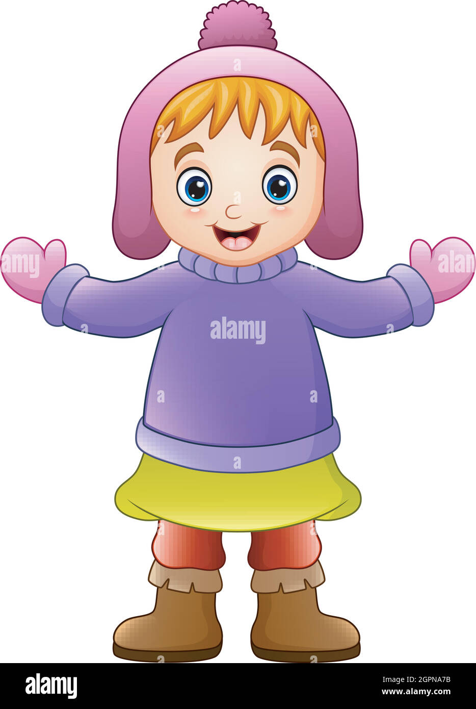 Happy girl wearing winter clothes Stock Vector