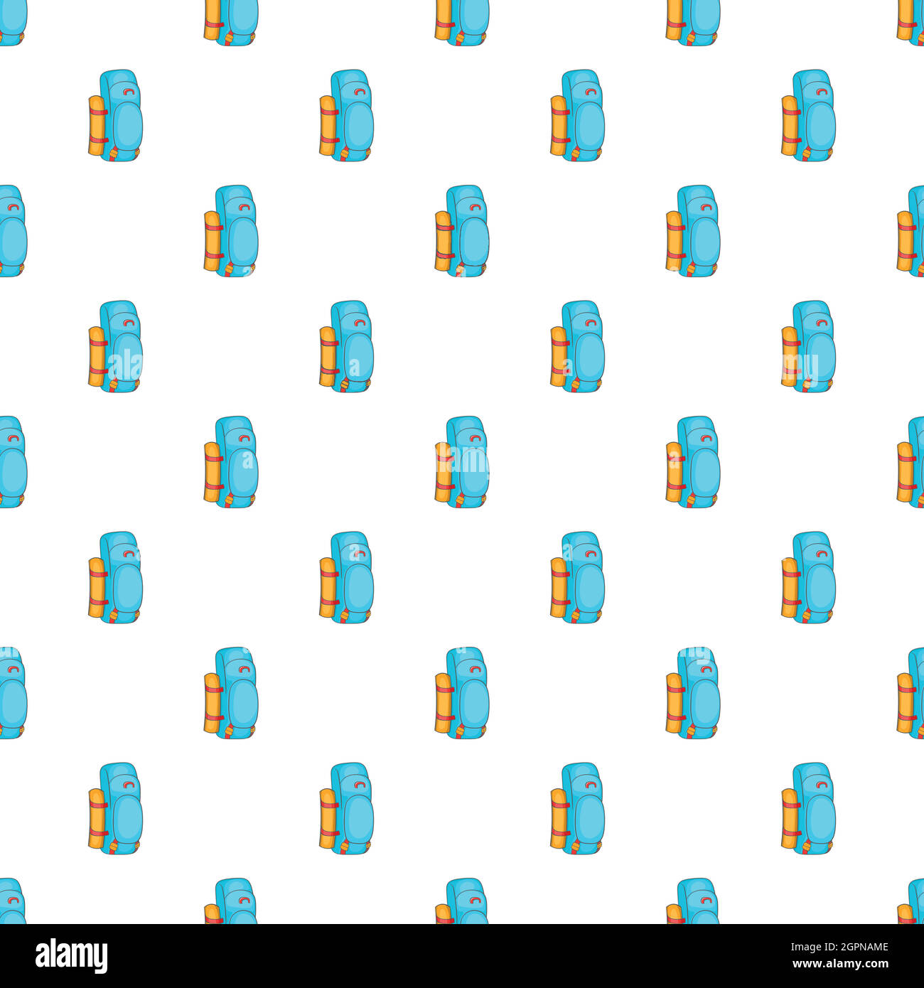 Tourist backpack with mat pattern, cartoon style Stock Vector