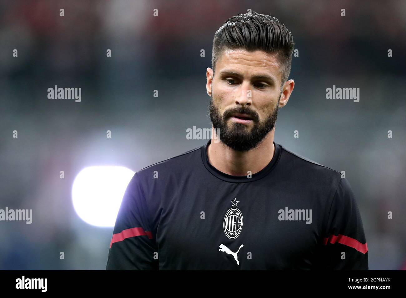 Olivier Giroud of Ac Milan during warm up before the Uefa Champions ...