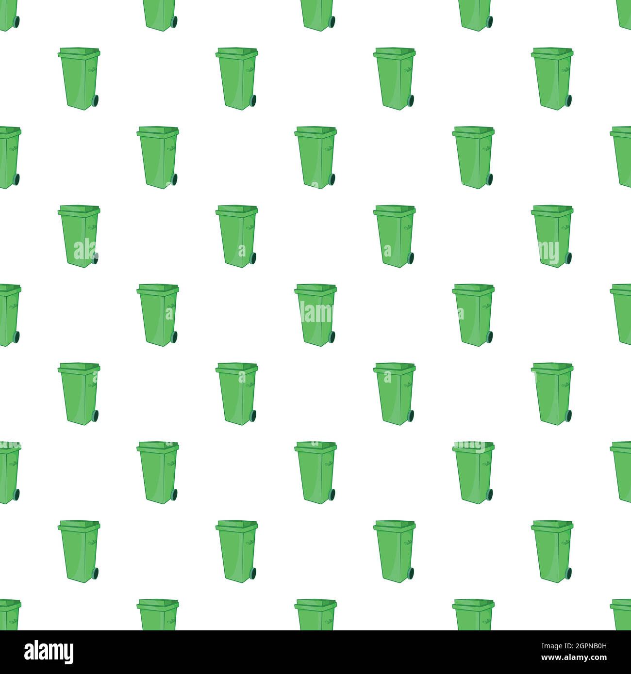 Trash can on wheels pattern, cartoon style Stock Vector