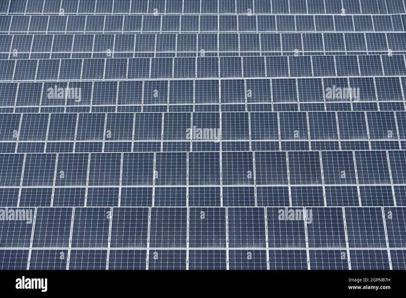 Rows of photovoltaic panels, solar power station pattern Stock Photo