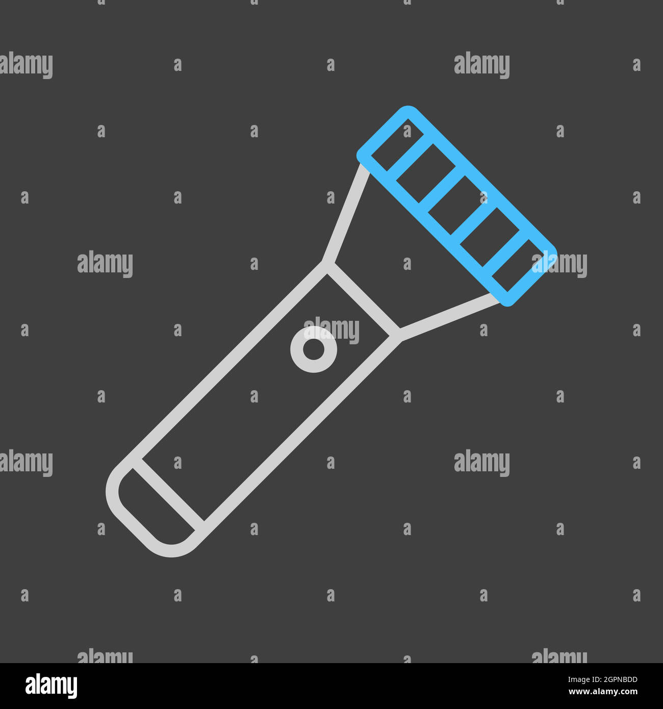 Flashlight vector icon on dark background. Camping sign Stock Vector