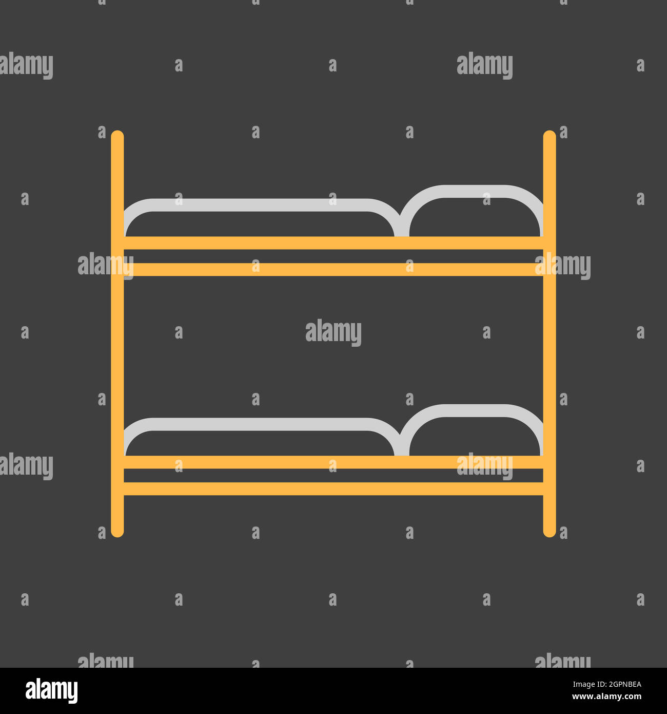 Bunk bed flat vector icon on dark background Stock Vector