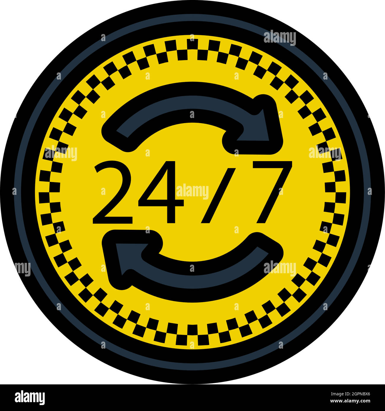 24 Hour Taxi Service Icon Stock Vector