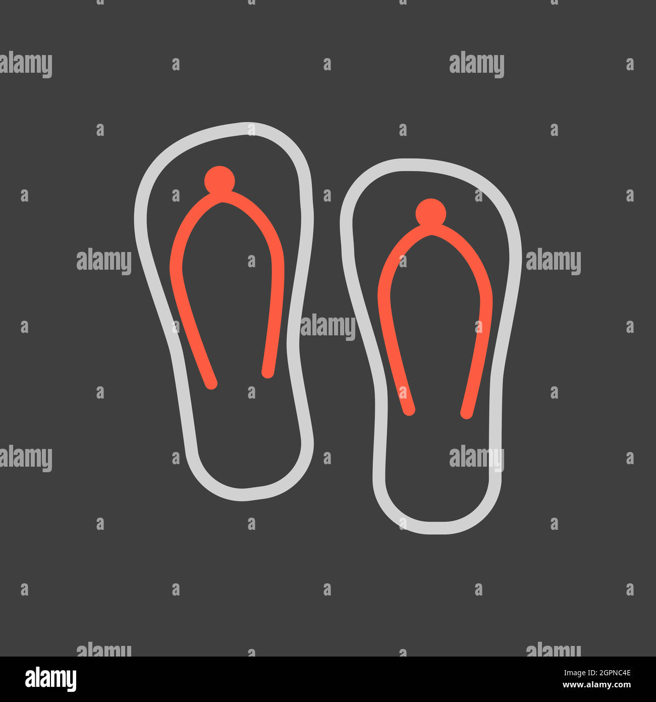 Flip Flops flat vector icon on dark background. Summer sign Stock ...